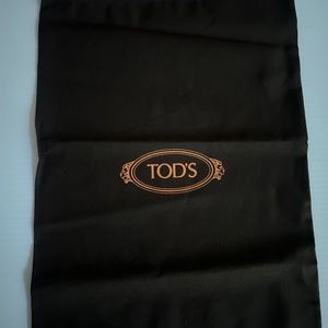 TOD'S Dark Brown Cotton Dust Bag Dust Cover Shoes Handbag Orange Logo  10" x 15"